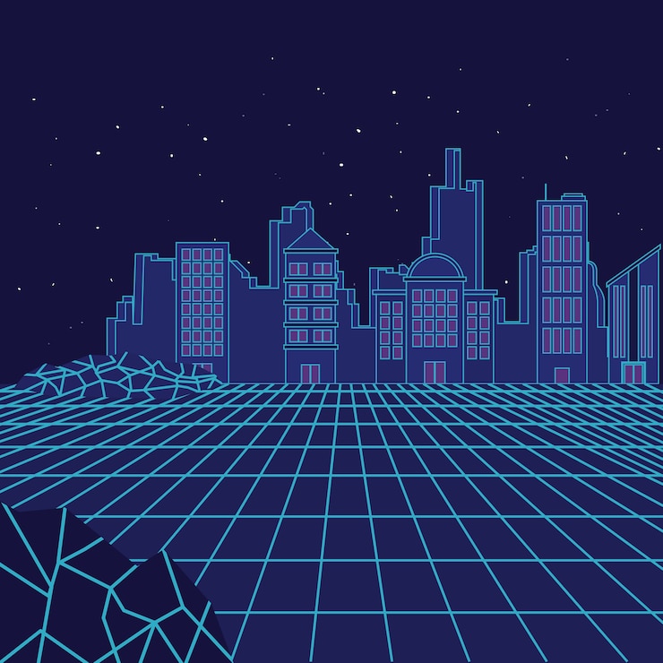 Vector paisaje retro de fondo de ciencia ficción