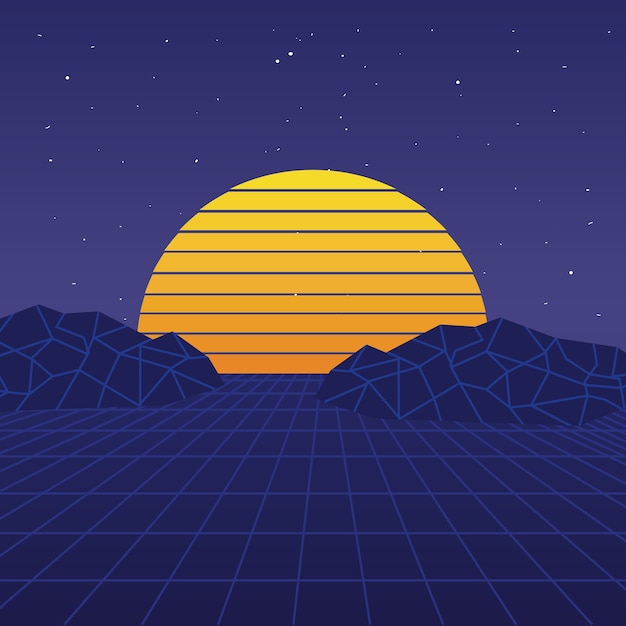 Paisaje retro de fondo de ciencia ficción