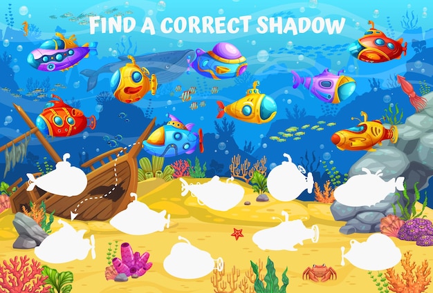 Paisaje submarino de dibujos animados con juego submarino