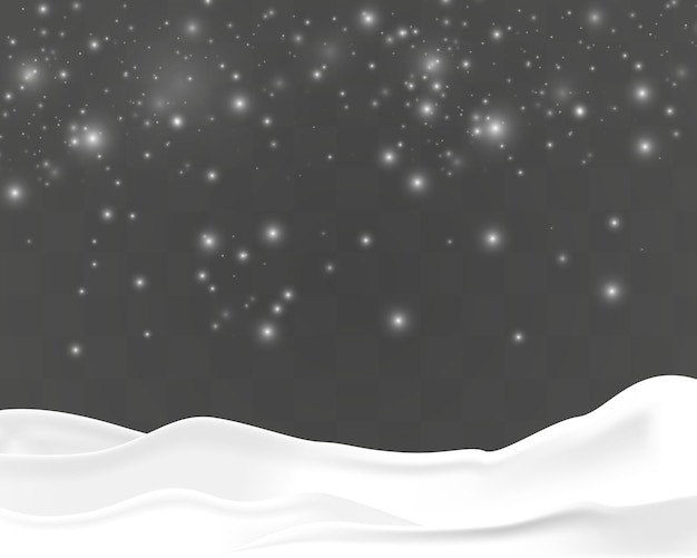 Vector paisaje transparente con nieve cayendo