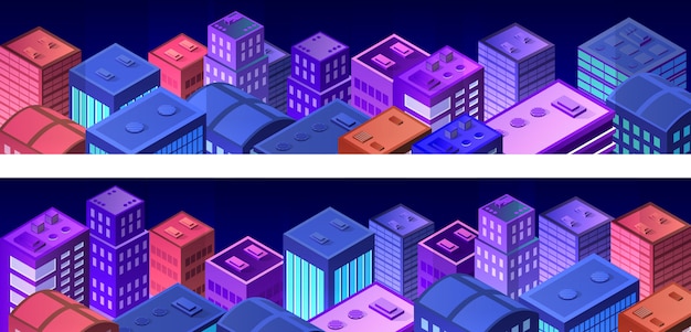 Vector paisaje urbano 3d ultravioleta