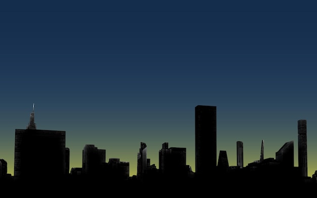 Paisaje urbano luz nocturna paisaje urbano ilustración de fondo vectorial silueta negra web