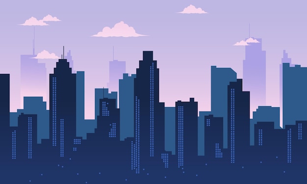 Un paisaje urbano morado con el número 1 en él.