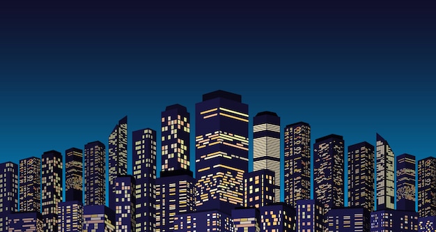 Paisaje urbano en la noche ilustración