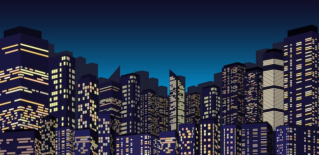 Vector paisaje urbano en la noche ilustración