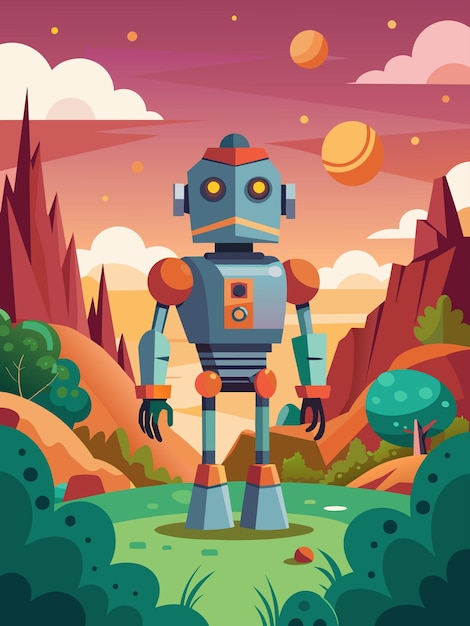 el paisaje del vector del robot fondo 6