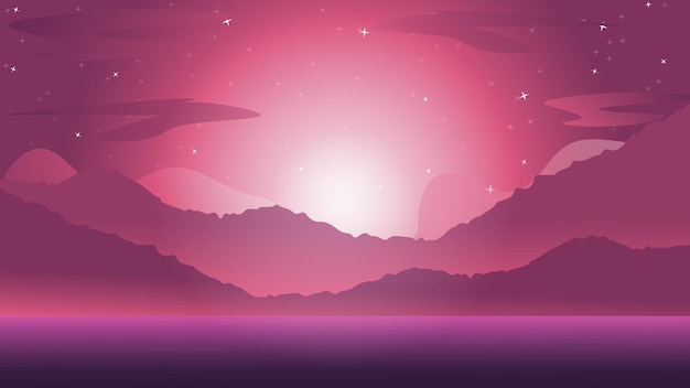Paisaje vectorial con siluetas de montañas colina Concepto de naturaleza hermoso fondo al aire libre