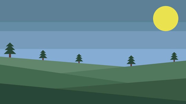 Vector paisaje de verano en un campo con árboles. vector