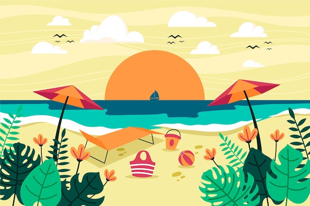 Vector paisaje de verano - fondo para zoom