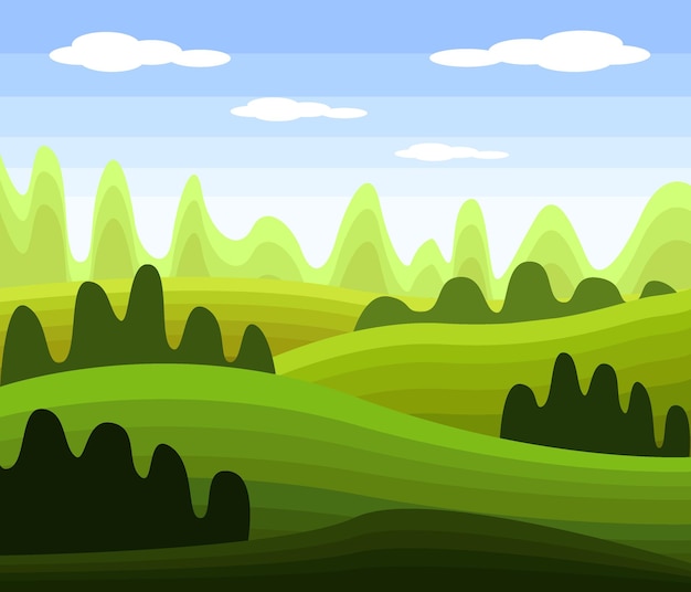 Vector paisaje de verano con hils