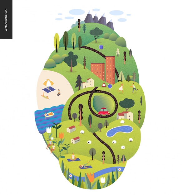 Vector paisaje de verano mágico