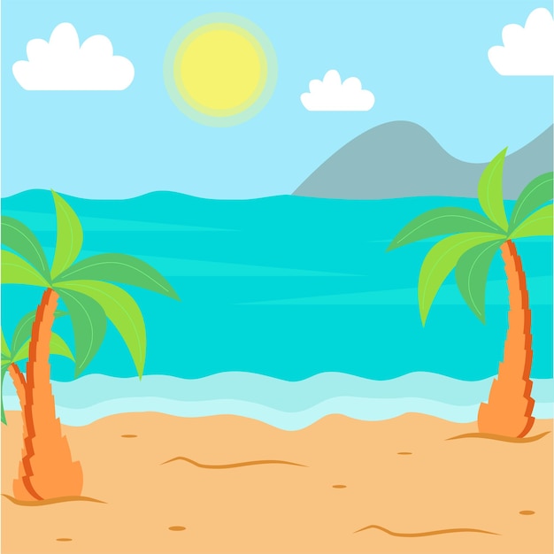 Paisaje de verano La playa el mar con palmeras Ilustración vectorial