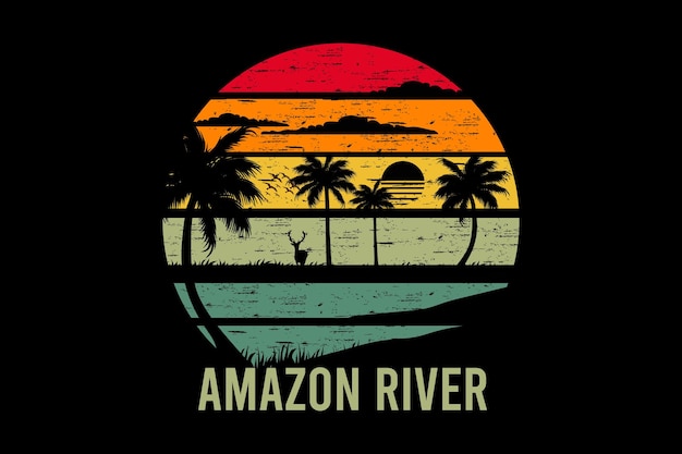 Paisaje vintage retro del río amazonas