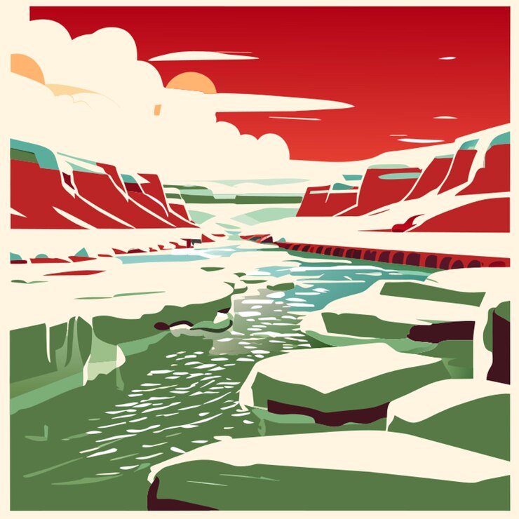 Vector paisajes congelados helados ilustración vectorial plana 2