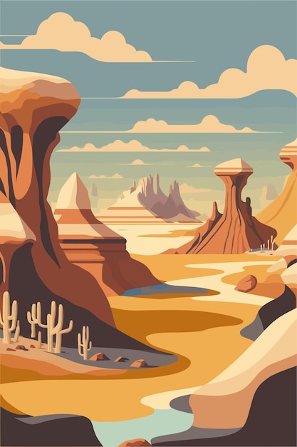 Vector paisajes desérticos en bisti badlands área silvestre denazin nuevo méxico, ee.uu.