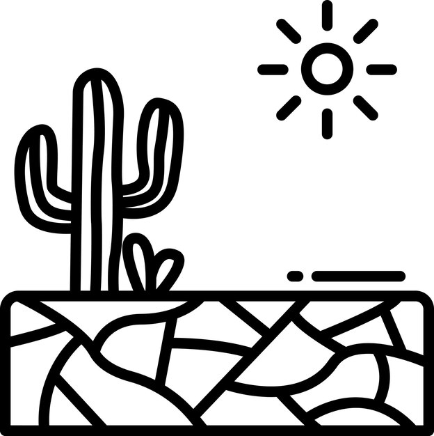 Paisajes desérticos Ilustración vectorial de contorno sólido