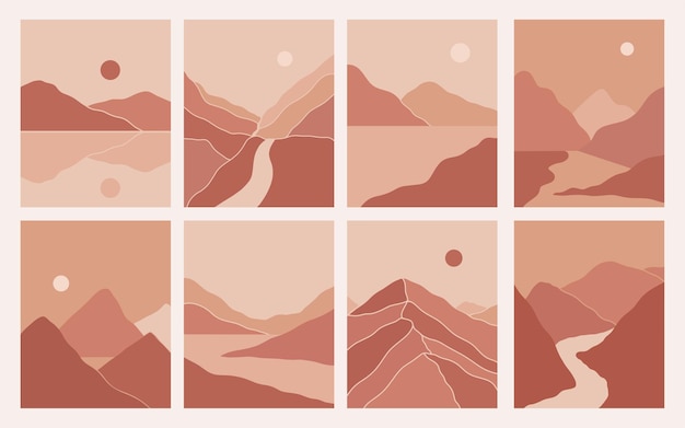Paisajes de montaña abstractos minimalistas modernos estética