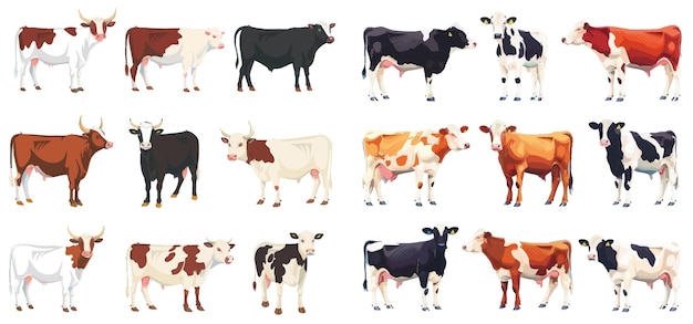 Vector países bajos carne de vaca agricultura raza toro brahman hereford angus ayrshire limusina