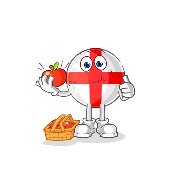 Países Bajos comiendo un vector de caracteres de ilustración de manzana