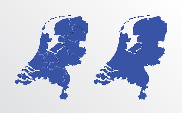 Países Bajos mapa vector ilustración color azul sobre fondo blanco
