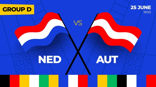 Países Bajos vs Austria fútbol 2024 partido contra 2024 partido de campeonato de la fase de grupos contra equipos intro fondo deportivo competición de campeonato