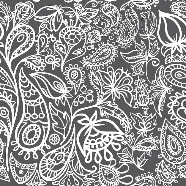 Paisley y flor sin costura