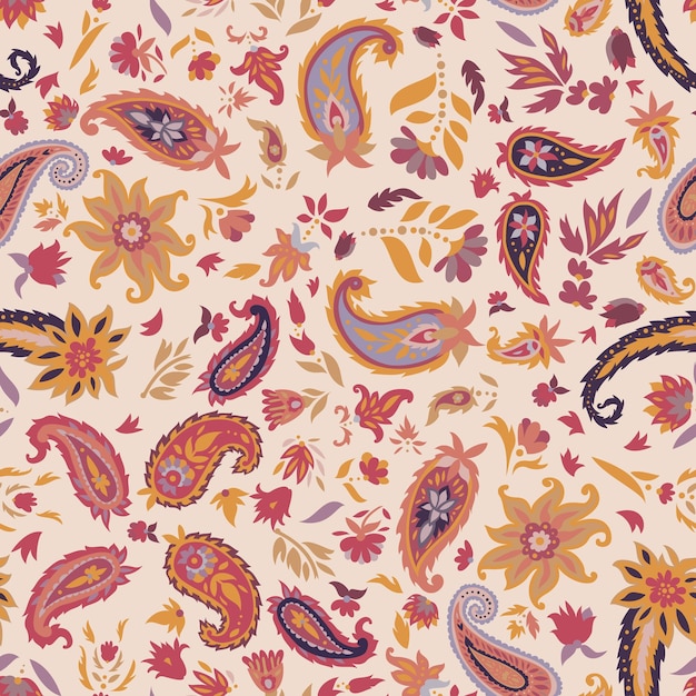Paisley floral cálido en el beige