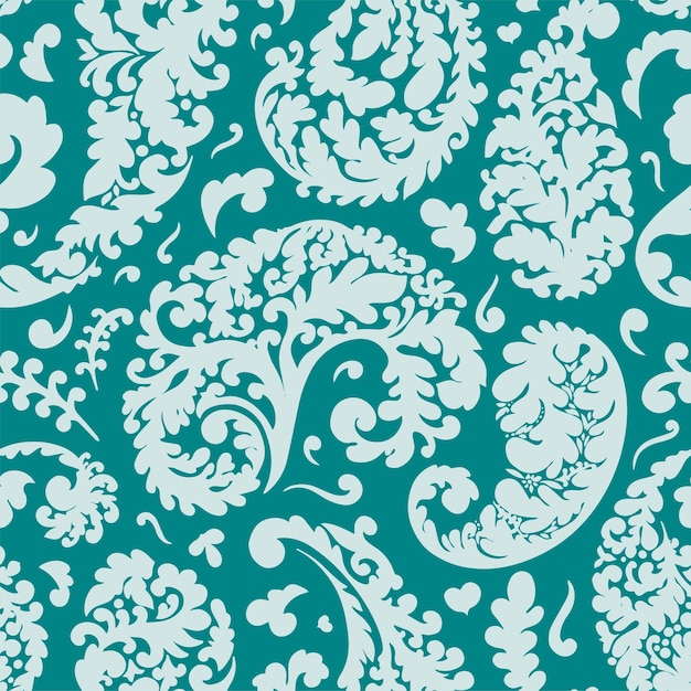 Paisley flores y hojas arte de impresión sin costuras