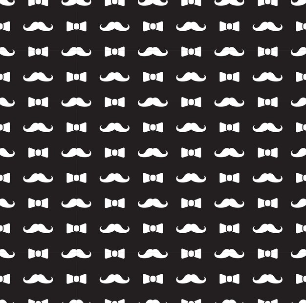 Pajarita y bigote de patrones sin fisuras