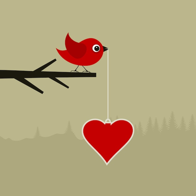 Vector pajarito con corazón