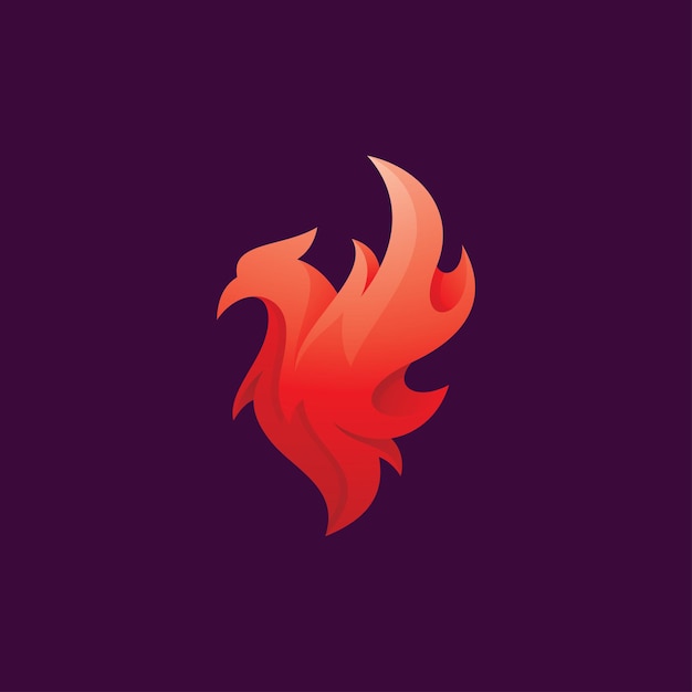 Pájaro abstracto y llama de fuego icono del logotipo de phoenix