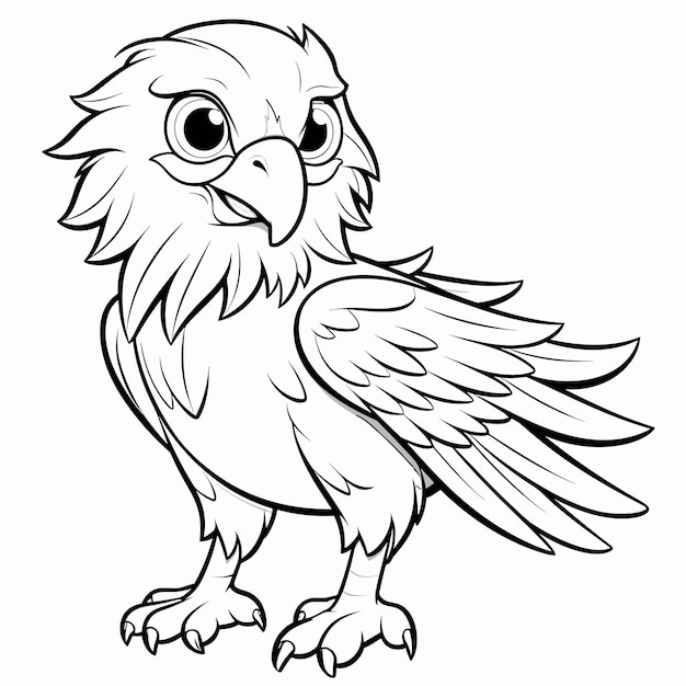 Vector pájaro águila aislado página para colorear para niños animales en blanco y negro ilustración de dibujos animados