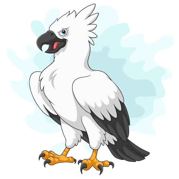 Vector el pájaro águila harpia de dibujos animados sobre fondo blanco