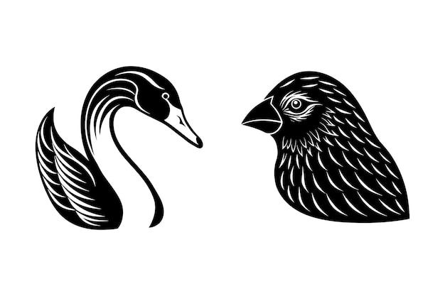 Pájaro Animal doméstico Vector de la cabeza del pájaro Bundle de silueta