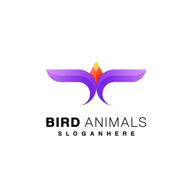 Pájaro animal logo diseño vector degradado color estilo