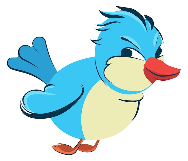 Pájaro azul de dibujos animados Cara divertida personaje animal