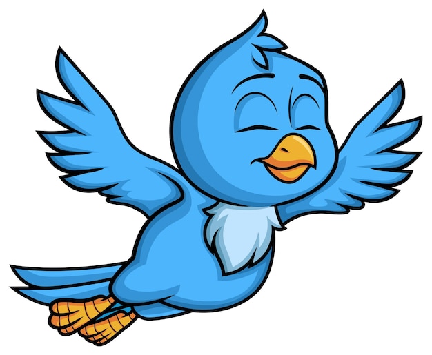 El pájaro azul en vuelo, ilustración de dibujos animados
