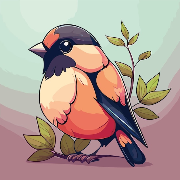 Vector un pájaro con cabeza amarilla y plumas negras y naranjas se sienta en una rama