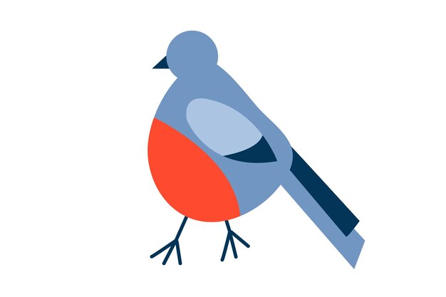 Pájaro camachuelo vectorial con un pecho rojo al estilo de las decoraciones minimalistas de invierno