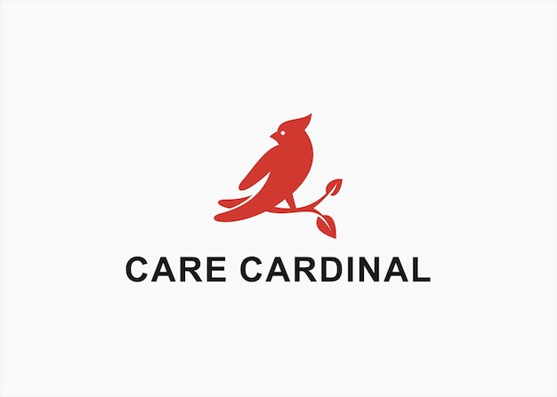 Pájaro cardenal con ilustración de silueta vectorial de diseño de logotipo de mano