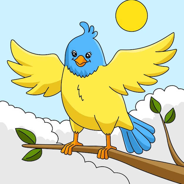 pájaro, caricatura, coloreado, animal, ilustración