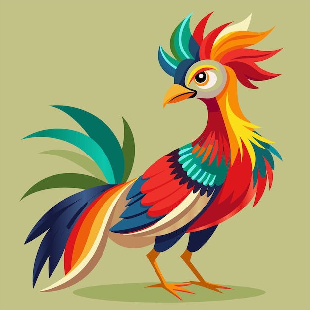 un pájaro colorido con una cola colorida está de pie frente a un fondo verde
