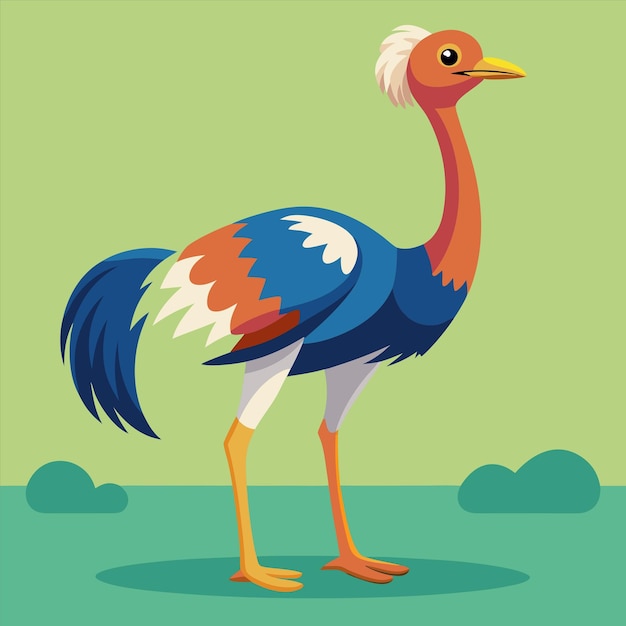 un pájaro colorido con una larga cola está de pie en la hierba