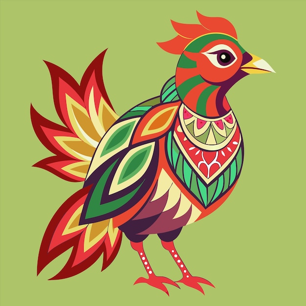 un pájaro colorido con un patrón colorido en él