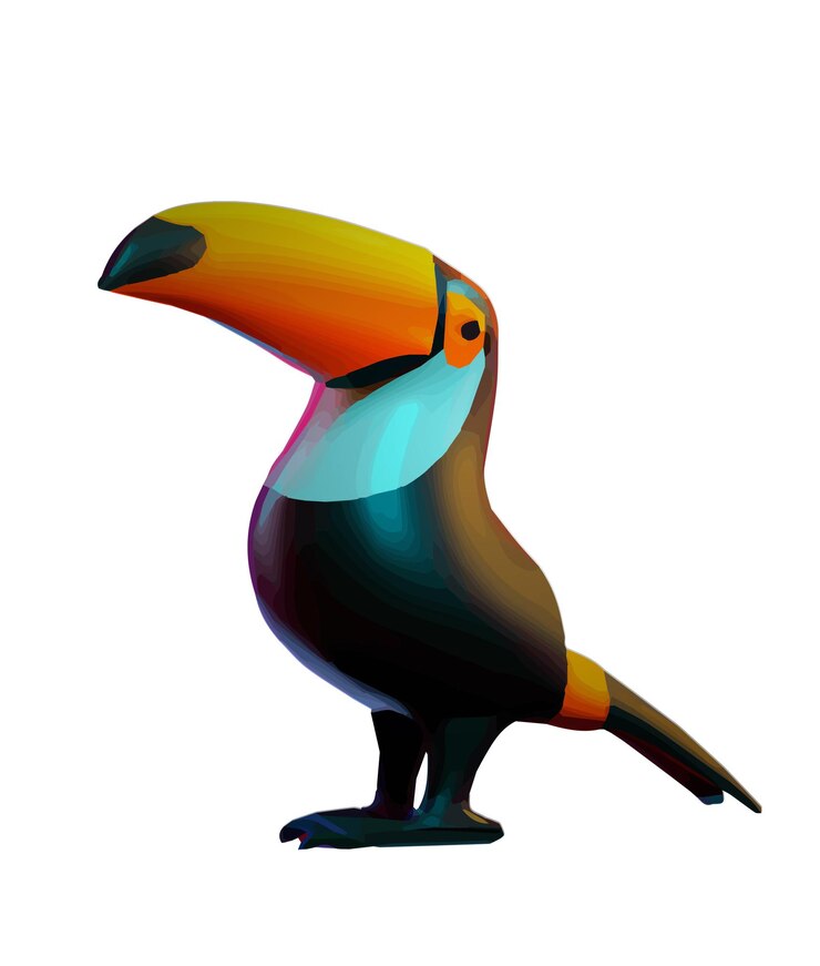Vector un pájaro colorido con un pico colorido y un pico naranja.