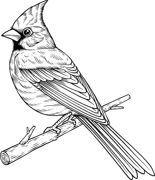 Vector pájaro contorno blanco y negro