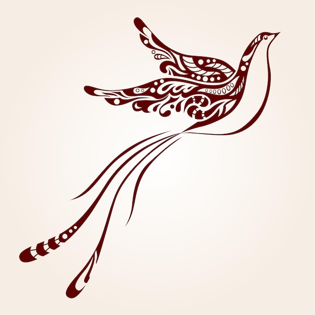 Pájaro decorativo, ilustración vectorial