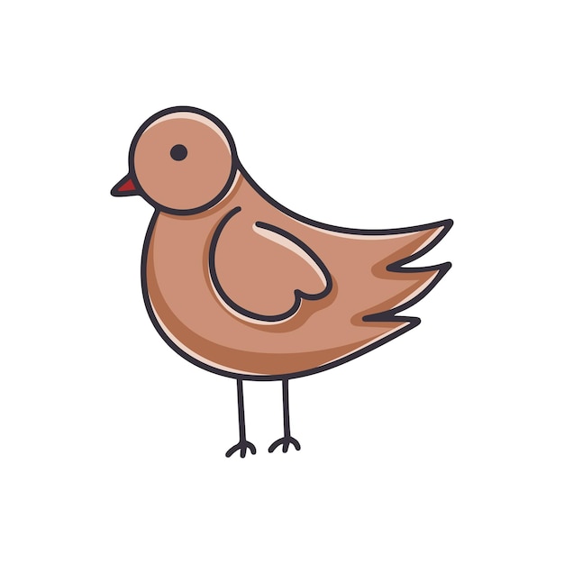 Pájaro dibujos animados clipart emplumado vida silvestre dibujado a mano ilustración vectorial pajarito aislado animal f