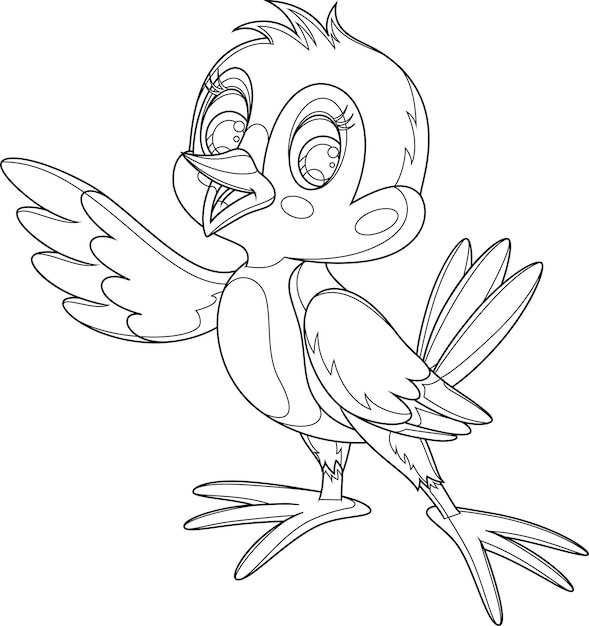 Vector pájaro de dibujos animados lindo rgb básico sobre un fondo blanco para colorear