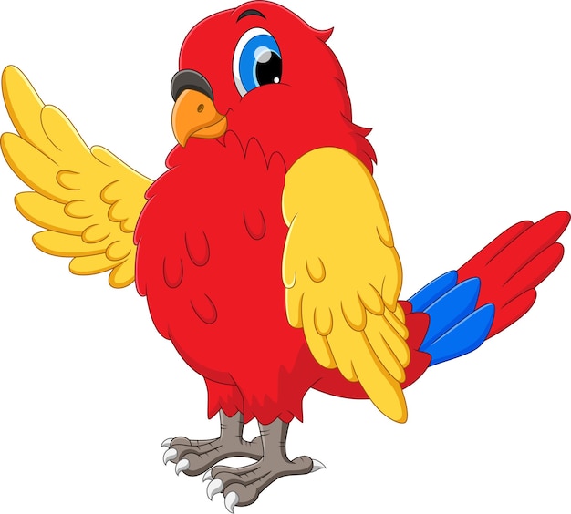 pájaro de dibujos animados ondeando sobre fondo blanco